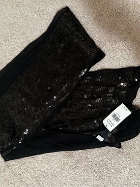 Banana Republic Black Sequin Strapless Top